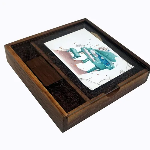 Miniatura 2 de LONMAX Memoria USB 2.0 de madera para cumpleaños de boda, 16 GB, memoria USB 2.0 con caja de regalo (16 GB, nogal USB+YKL+DHH)