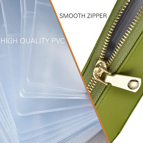 Miniatura 7 de Easyoulife - Monedero de cuero con cremallera, billetera portatarjetas para mujer, bloqueo RFID