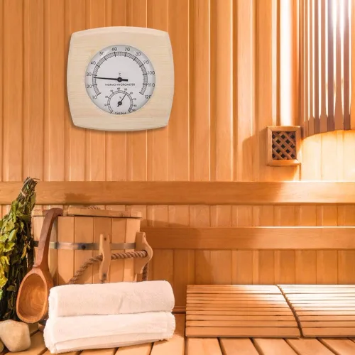 Miniatura 4 de Cyrank Higrómetro de madera para sauna termómetro e hidrómetro 2 en 1 humedad interior temperatura sauna termómetro de madera medidor de humedad