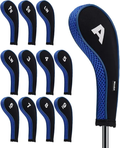 Miniatura 7 de Andux 12 unids/set Golf Iron Club Head Covers Número impresión cuello largo con cremallera with Zipper Closure Number Print Coloured Piping