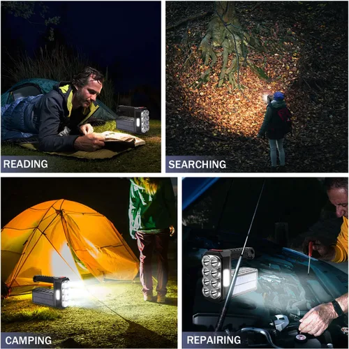 Miniatura 7 de Linterna Solar de 8 LED con Luz Lateral COB, 1000 Lúmenes Linternas Alimentadas por Energía Solar, Linternas de Mano Impermeables con Carga Solar
