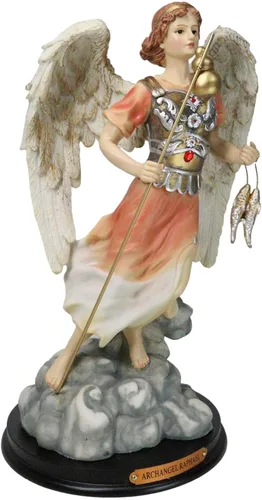 Miniatura 4 de Ebros Iglesia Católica Ortodoxa Ortodoxa Oriental Bizantina Arcángel del colorido San Rafael La curación de Dios Estatua con placa de nombre