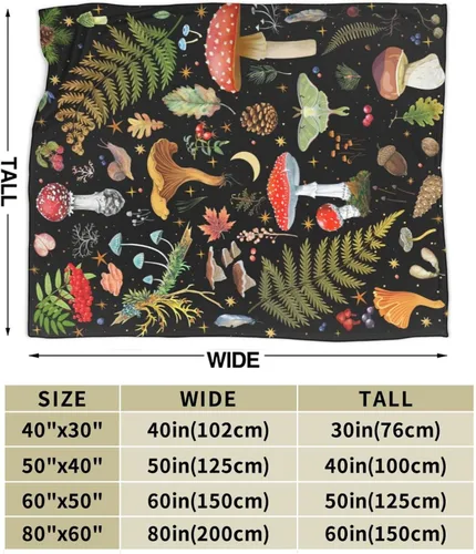Miniatura 4 de Manta de franela de vellón de hongos, manta de felpa ligera y acogedora para dormitorio, sala de estar, sofá o sillón, 50 x 40 pulgadas