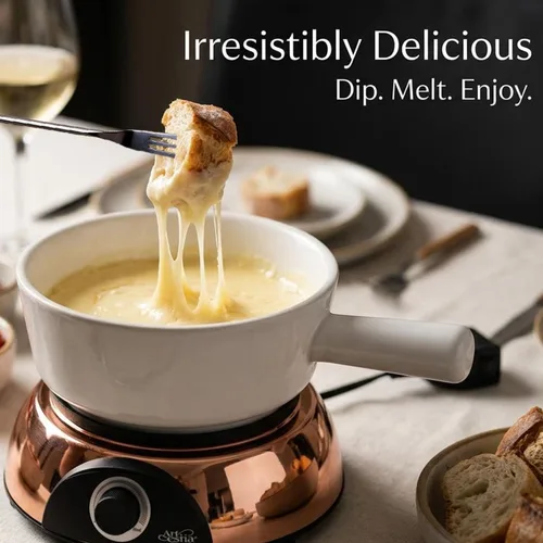 Miniatura 2 de Artestia Olla eléctrica para fondue de 2 cuartos de galón para carne, olla de cerámica de 1500 W con temperatura ajustable, 6 tenedores de fondue