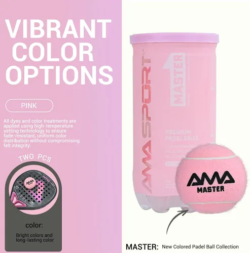 Miniatura 2 de AMA SPORT Pelotas de pádel presurizadas que cumplen con los estándares de competiciones y torneos adecuados para cualquier superficie o sitio Rosa