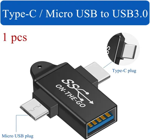 Miniatura 2 de Adaptador 2 en 1 tipo C y Micro USB a USB 3.0 - Soporta función OTG
