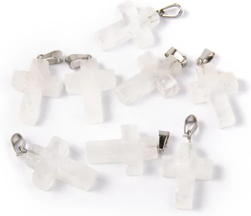 Miniatura 5 de Cadikez 12 piezas colgantes de cruz de piedra natural, cristales curativos de cuarzo chakra reiki colgantes de piedras preciosas dijes a granel