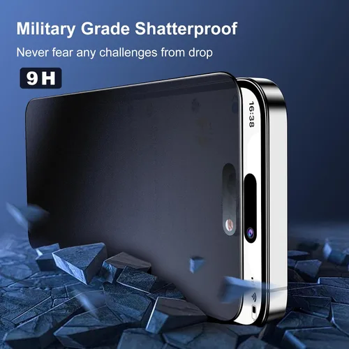 Miniatura 2 de [2+1 para iPhone 16 Pro Protector de pantalla de privacidad mate y protector de lente de cámara, antideslumbrante, antiespía 9H, película de vidrio