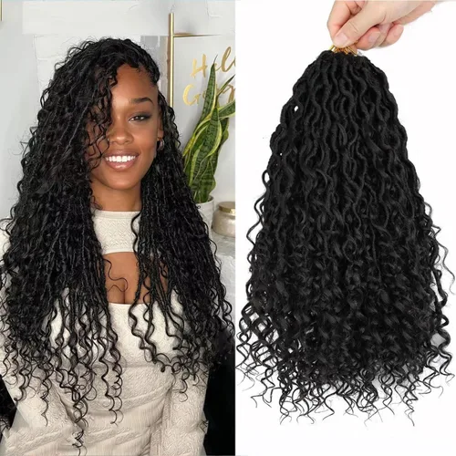 LMZIM Cabello de ganchillo Goddess Locs de 14 pulgadas, 8 paquetes de Faux Locs trenzas de ganchillo para mujeres negras, cabello de ganchillo #2