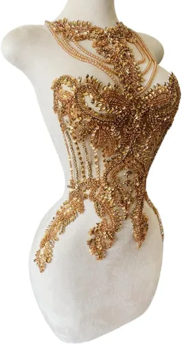 Miniatura 4 de Apliques hechos a mano de cristal sobre encaje, diamantes de imitación para coser, cuentas de flecos, parches de lentejuelas, accesorios de Champán