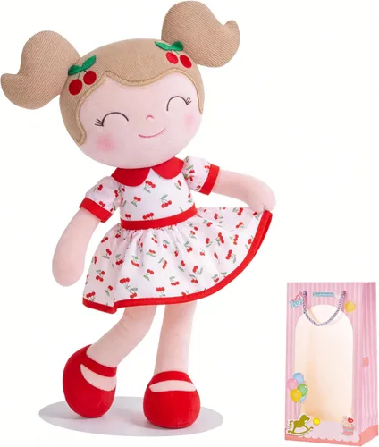 Gloveleya Muñeca bebé niña regalos juguetes de peluche muñecas suaves regalos bebé niña cereza rojo 15 pulgadas con caja de regalo Nuevo