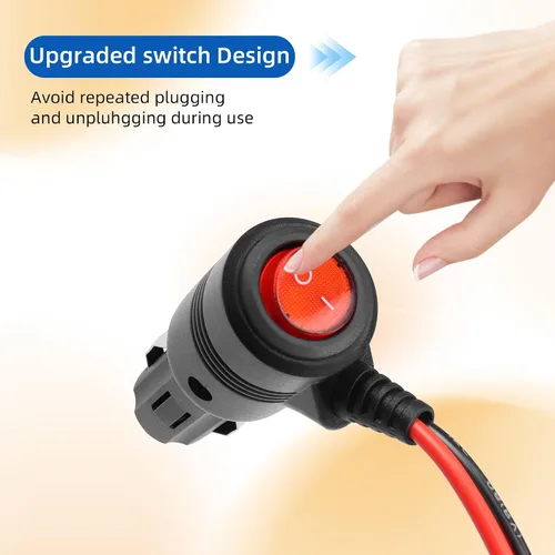 Miniatura 3 de GELRHONR Enchufe SAE a encendedor de cigarrillos de 6.5 pies con interruptor, 12 V 24 V macho a SAE 2 pines adaptador de liberación rápida cable