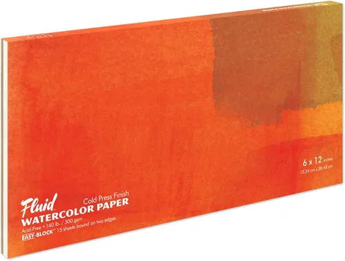 Miniatura 16 de Bloque de papel de acuarela fluida, 6 x 8 pulgadas, 15 hojas, 140 libras (300 g/m²), bloque prensado en frío para pintura artística y medios húmedos