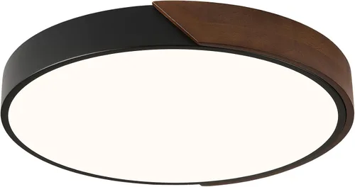 Miniatura 22 de Moderna lámpara de techo de madera regulable, LED minimalista 5CCT 2700K-6000K, lámpara de techo empotrada, lámpara de iluminación redonda para Negro