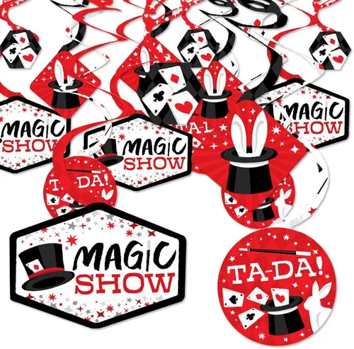 Big Dot of Happiness Ta-Da, Magic Show - Decoración mágica para colgar en fiestas de cumpleaños, espirales de decoración de fiesta, juego de 40