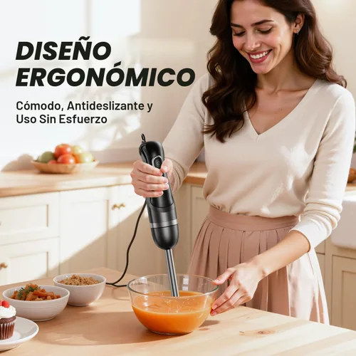 Miniatura 4 de Licuadora de inmersión de mano, licuadoras eléctricas con cable, batidora portátil con 2 velocidades de mezcla y emulsionante de cuchillas de acero