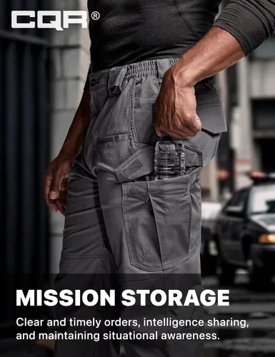 Miniatura 184 de CQR – Pantalones tácticos elásticos tipo cargo para hombre, resistentes al agua, de tela ripstop (antidesgarros), ligeros, ideales para uso diario