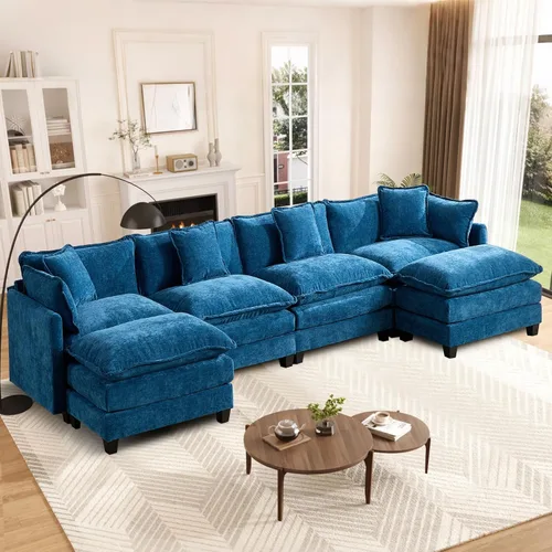 Miniatura 34 de Sofá seccional modular convertible de 76.7", sofás de dos plazas de chenilla con asiento profundo y cojines tipo loveseat para sala de estar, Beige