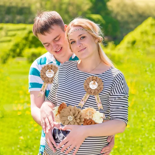 Miniatura 3 de Ovveroche Banda de maternidad de oso de peluche para mamá para ser papá para ser papá para ser ramillete, banda de flores para baby shower, vestido