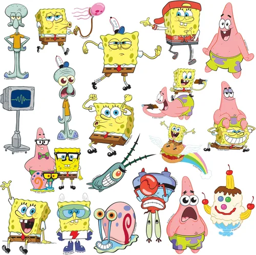 Miniatura 3 de Paquete de calcomanías de Bob Esponja de 100 unidades – Vinilo troquelado gran variedad de lujo para laptop, botella de agua, álbumes de recortes