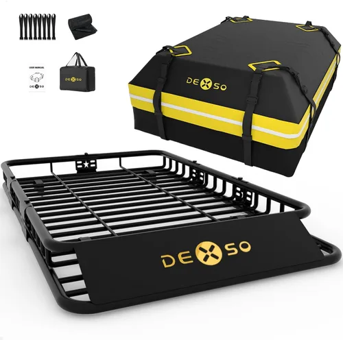 Miniatura 15 de DEXSO Cesta universal para portaequipajes de techo de 46 x 36 pulgadas, capacidad de 200 libras, soporte de equipaje resistente para SUV, camiones