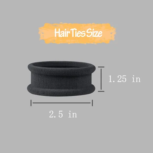 Miniatura 3 de Lazos negros para el cabello para mujeres y niñas, bandas elásticas para cabello grueso, pesado largo o rizado, 20 unidades Large_Negro