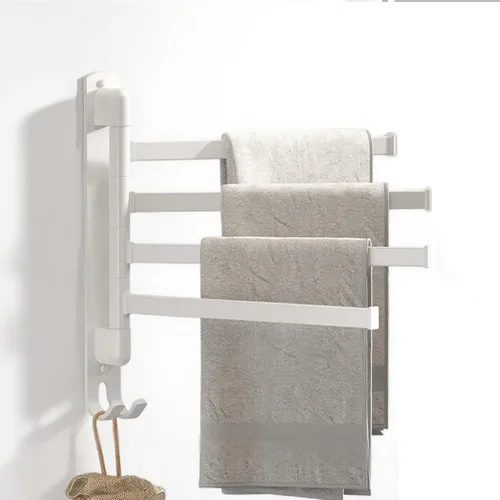 Miniatura 17 de Toallero, toallero giratorio mejorado de aluminio de aviación cuatro en uno, toalleros para baño, ahorro de espacio, oscilante, rotación de 180°