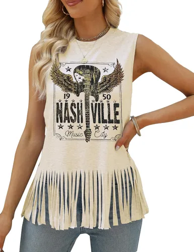 Miniatura 3 de iliheyov Nashville - Camiseta sin mangas para mujer, diseño de festival de música country, estampado gráfico, sin mangas, Nash Music
