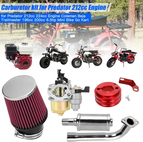Miniatura 2 de YOXUFA Kit de silenciador de tubo de escape de carburador de 212 cc para Predator 212cc 224cc 196cc 200 6.5hp motor Coleman CT200U BT200X CT200U-EX