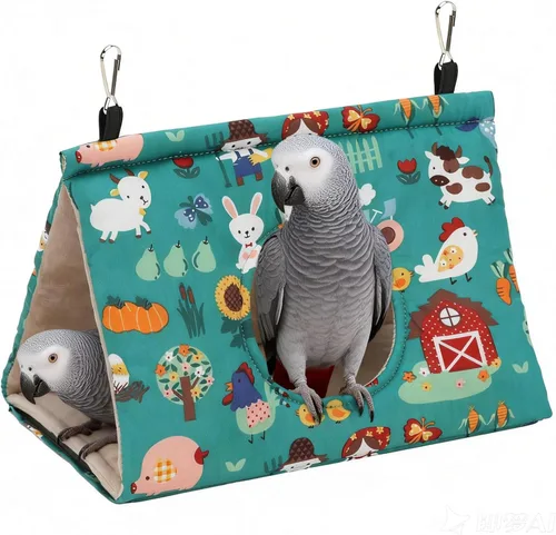 Miniatura 16 de Rypet Casa de nido de pájaros cálida para invierno, hamaca colgante de terciopelo, jaula de felpa mullida para pájaros escondidos, cama para dormir