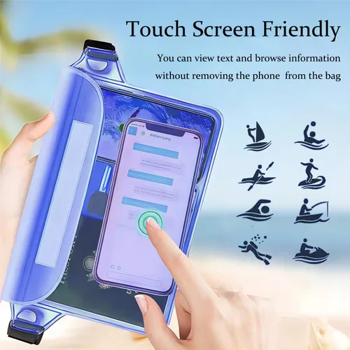 Miniatura 5 de CADONO Paquete de 2 fundas impermeables con correa ajustable para la cintura Bolsa seca sensible al tacto en pantalla, mantiene tu teléfono