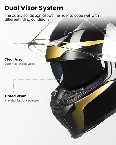Miniatura 4 de Casco de motocicleta Auboa de cara completa para adultos, hombres y mujeres, con doble visera, Street Bike Racing, DOT, modelo MF565