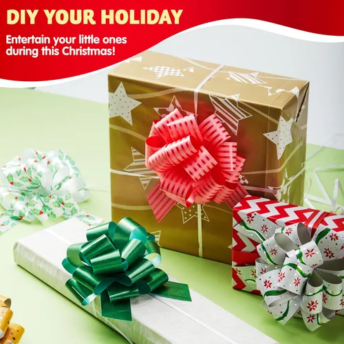 Miniatura 6 de JOYIN 24 lazos de cinta de Navidad (5 pulgadas de ancho); accesorio de envoltura de regalo fácil y rápido para regalos, lazos, cestas, decoración