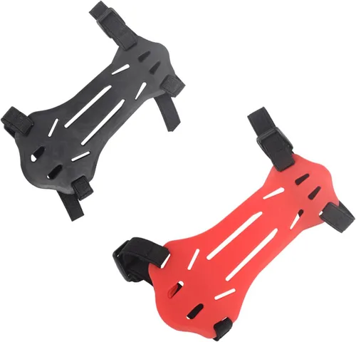 Paquete de 2 protectores de brazo de goma con arco para jóvenes, protectores ajustables para antebrazo, 2 correas de hebilla para niños y jóvenes,