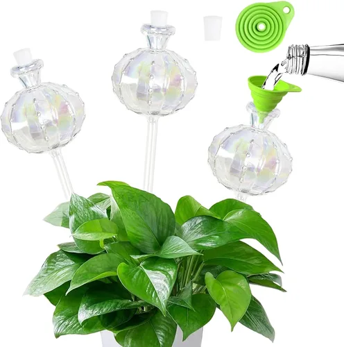 Miniatura 9 de Paquete de 3 globos de riego automático para plantas, lindos gatos transparentes, mini bombillas de cristal transparente para interiores