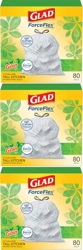 Miniatura 10 de Glad ForceFlex - Bolsas de basura altas para cocina, 13 galones, ganancia original con Febreze, 110 unidades (el paquete puede variar)