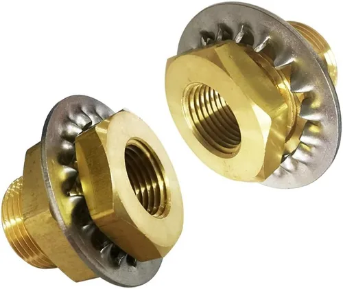 Miniatura 4 de Colocación de mamparo de latón de 1/4 de pulgada NPT hembra a granel, acoplamiento de mamparo (3/4-16UNF) 0.98 pulgadas macho, 15/16 pulgadas