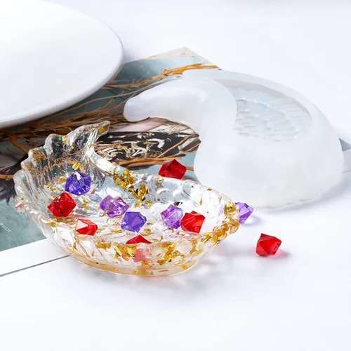 Miniatura 6 de iSuperb 2 moldes de resina para bandejas de alas, moldes de silicona con plumas de ángel, soporte para platos de almacenamiento de joyas, moldes