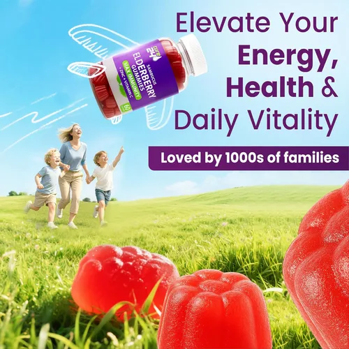 Miniatura 6 de Sambucus - Gomitas de saúco + vitamina C + zinc para niños y adultos, apoyo inmunológico X3, sabores naturales + ingredientes, veganas, sin OMG