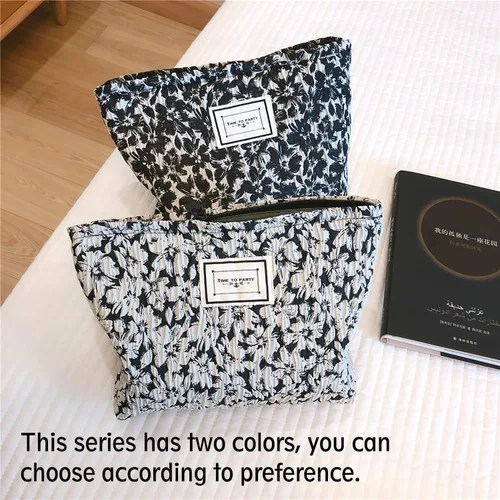 Miniatura 3 de STARDW Bolsas de cosméticos de flores para mujeres y niñas, bolsa de maquillaje de viaje, bolsa de maquillaje de lona de gran capacidad, bolsa