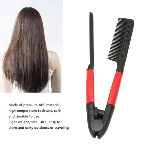 Miniatura 2 de Peine alisador de cabello, 3 piezas portátil multiusos en forma de V peine recto para cabello anudado