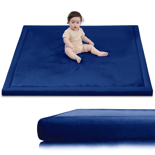 Miniatura 38 de Huloo Sleep - Tapete de juego para bebé, tapete de espuma viscoelástica de 1.3 pulgadas de grosor, terciopelo coral suave, antideslizante, Gris