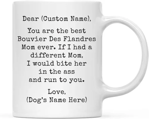 Miniatura 89 de Andaz Press Taza de café personalizada divertida con texto en inglés "Dog Mom", regalo de broma para la mejor mamá de perro cocker spaniel, muerde