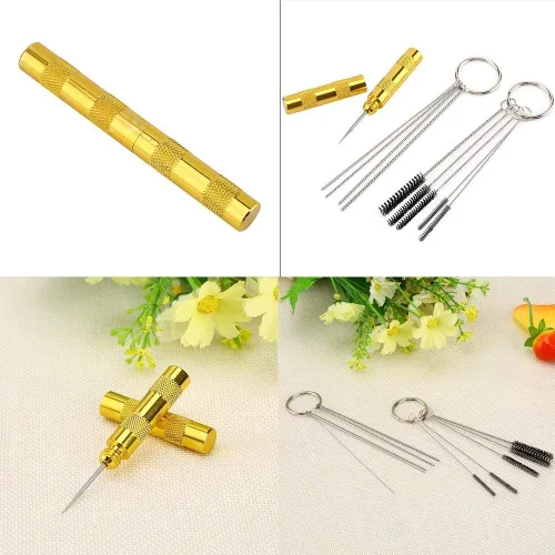 Miniatura 7 de Kit de herramientas de reparación de boquilla de pistola de pulverización de aerógrafo, 11 uds., juego de cepillos de aguja de acero inoxidable