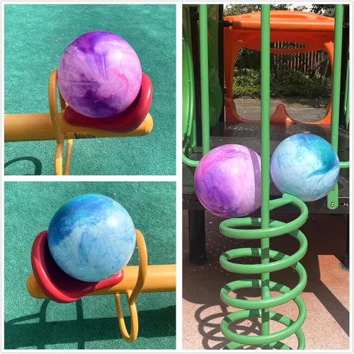 Miniatura 5 de Pelotas hinchables marmoleadas, juego de 2 bolas inflables grandes con bomba de aire manual y 2 puntas de cabeza