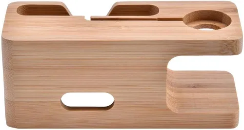Miniatura 6 de Estación de carga de bambú del teléfono celular Muelle Estación de carga de madera Soporte de teléfono de madera para &