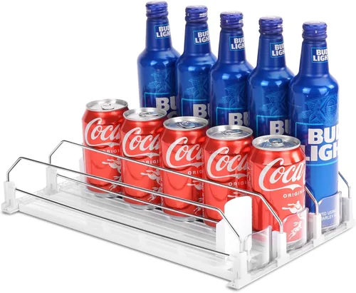 Organizador automático de latas de refrescos, dispensador de latas para cerveza, soda, seltzer, ya montado, soporte para latas de bebidas, Blanco