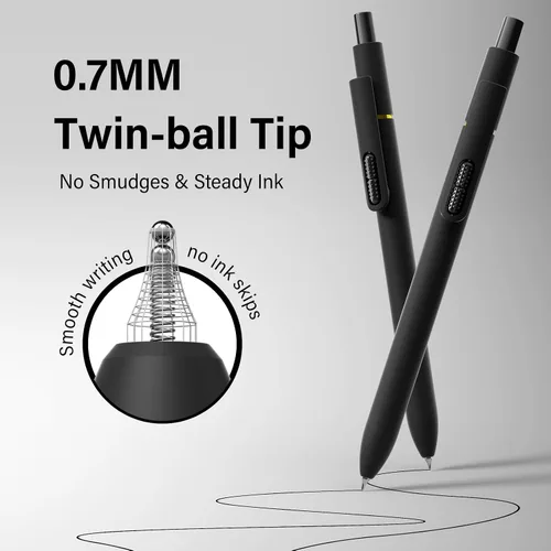 Miniatura 3 de Paquete de 8 bolígrafos de gel negro, punta media de 0.028 in, bolígrafos de tinta retráctiles de secado rápido para escritura suave, suministros