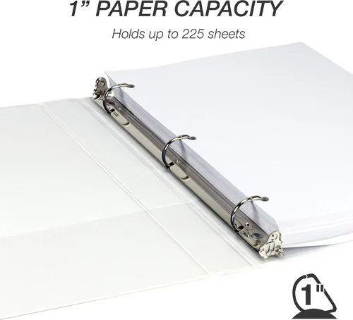 Miniatura 298 de Samsill - Carpeta duradera de 5 pulgadas, fabricada en los Estados Unidos, con anillos en D, transparente y personalizable, color blanco
