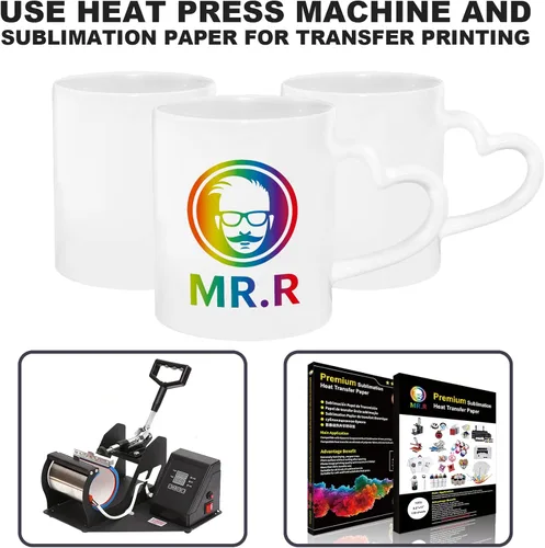Miniatura 4 de MR.R Juego de 36 tazas de café de cerámica blanca con mango de corazón para lavavajillas de 11 onzas en blanco para lavavajillas, taza clásica de 2